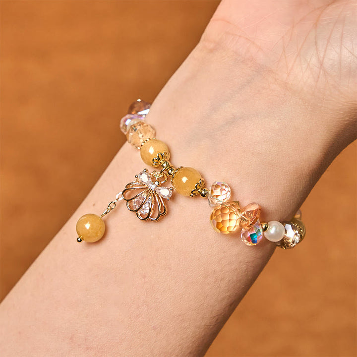 Bracelet de paix en Buddha Stones , améthyste, citrine, perle et coquillage
