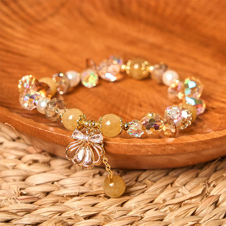 Bracelet de paix en Buddha Stones , améthyste, citrine, perle et coquillage
