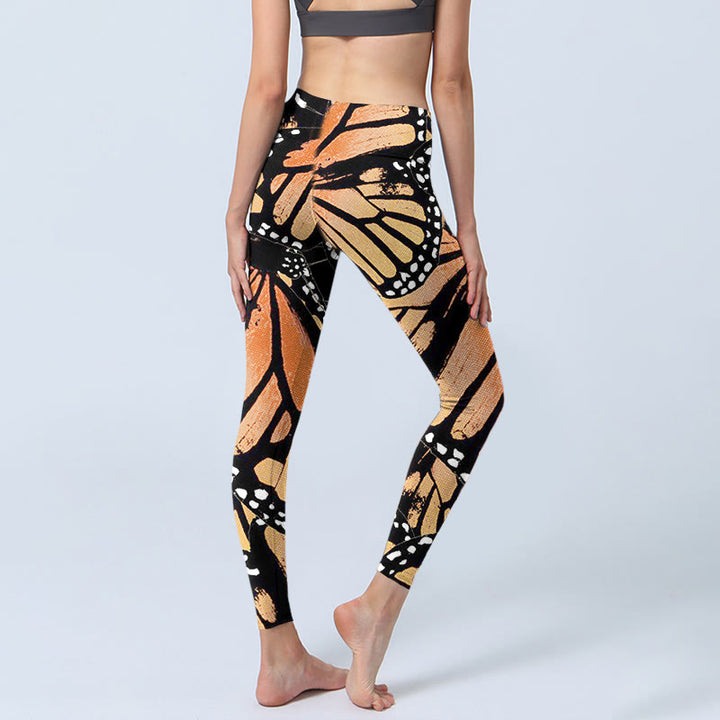 Leggings de yoga pour femme avec imprimé papillon jaune et Buddha Stones - image 7