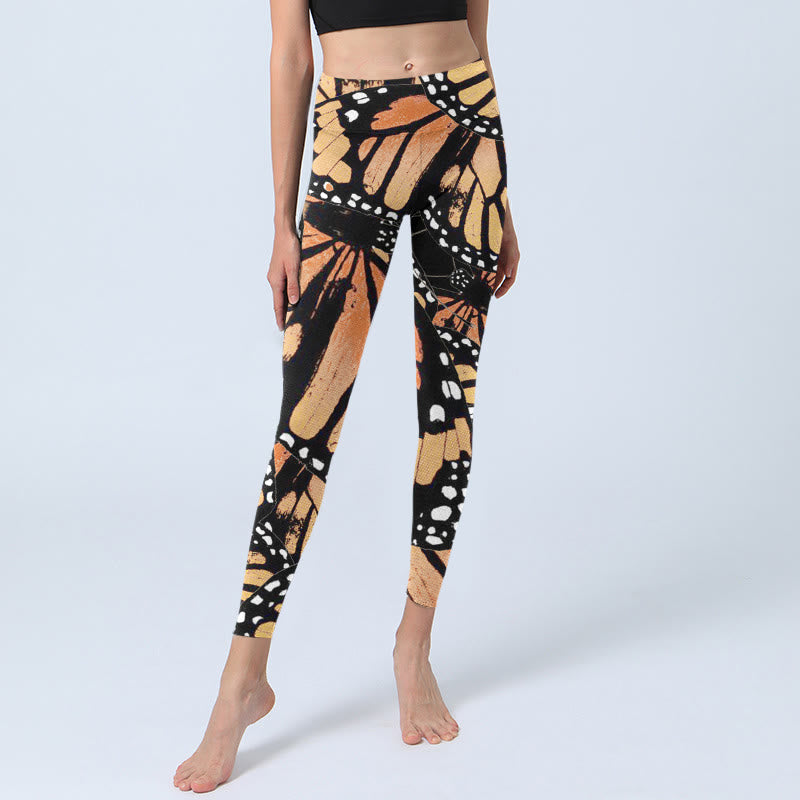 Leggings de yoga pour femme avec imprimé papillon jaune et Buddha Stones - image 6