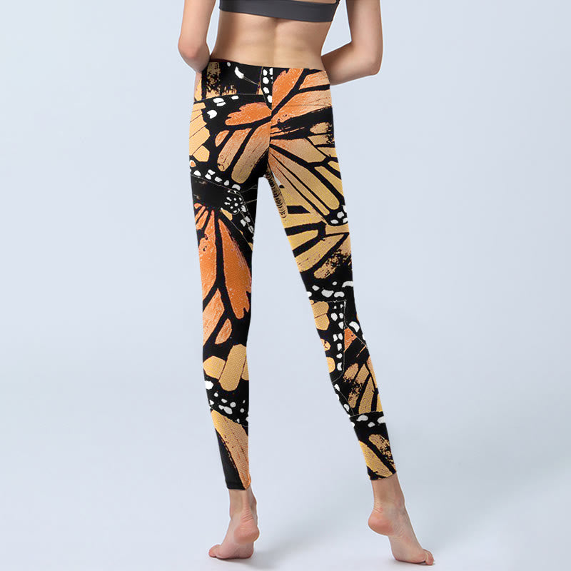 Leggings de yoga pour femme avec imprimé papillon jaune et Buddha Stones - image 3
