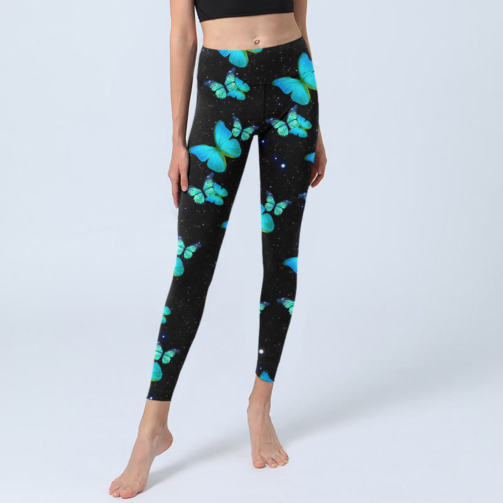 Leggings d'exercice à imprimé Buddha Stones , papillons et étoiles, pantalons de yoga pour femmes - image 6