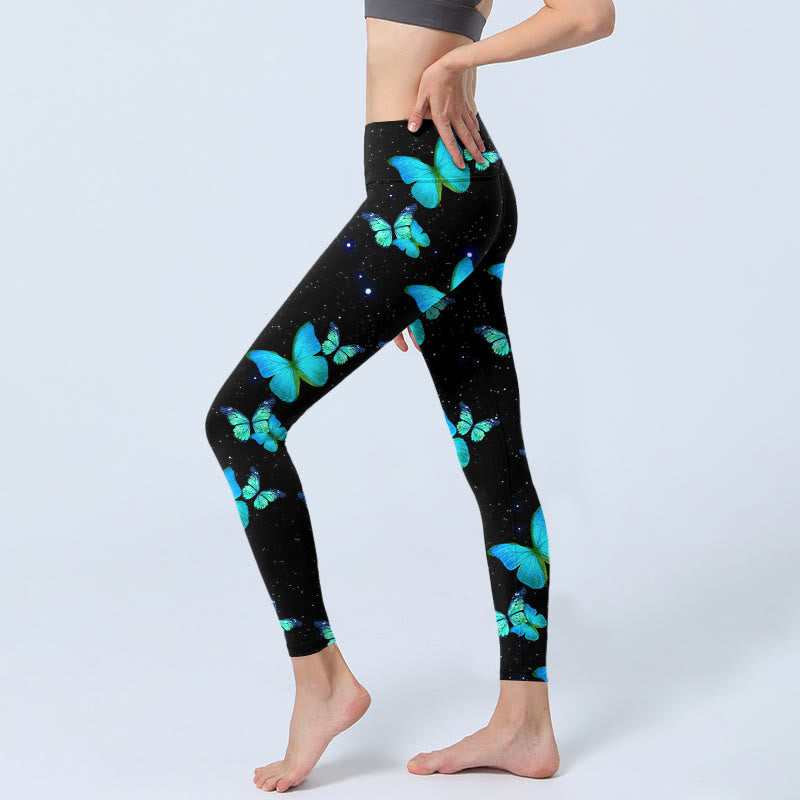 Leggings d'exercice à imprimé Buddha Stones , papillons et étoiles, pantalons de yoga pour femmes - image 3