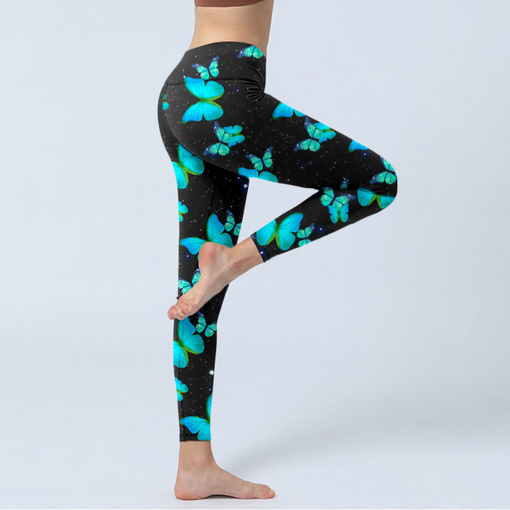 Leggings d'exercice à imprimé Buddha Stones , papillons et étoiles, pantalons de yoga pour femmes - image 5