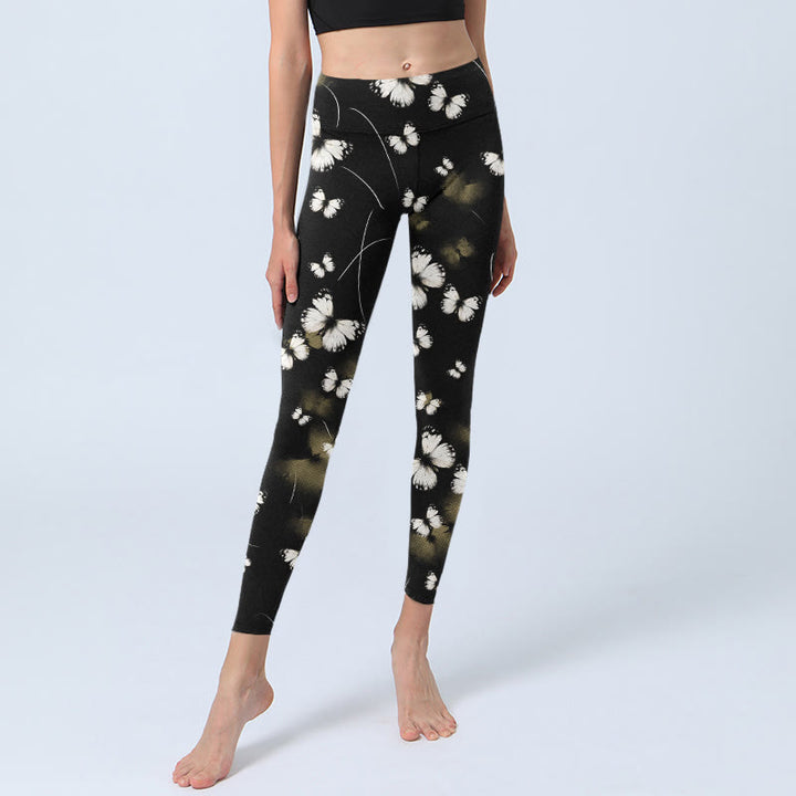 Leggings de yoga pour femme avec imprimé papillon et étoiles blanches Buddha Stones - image 7