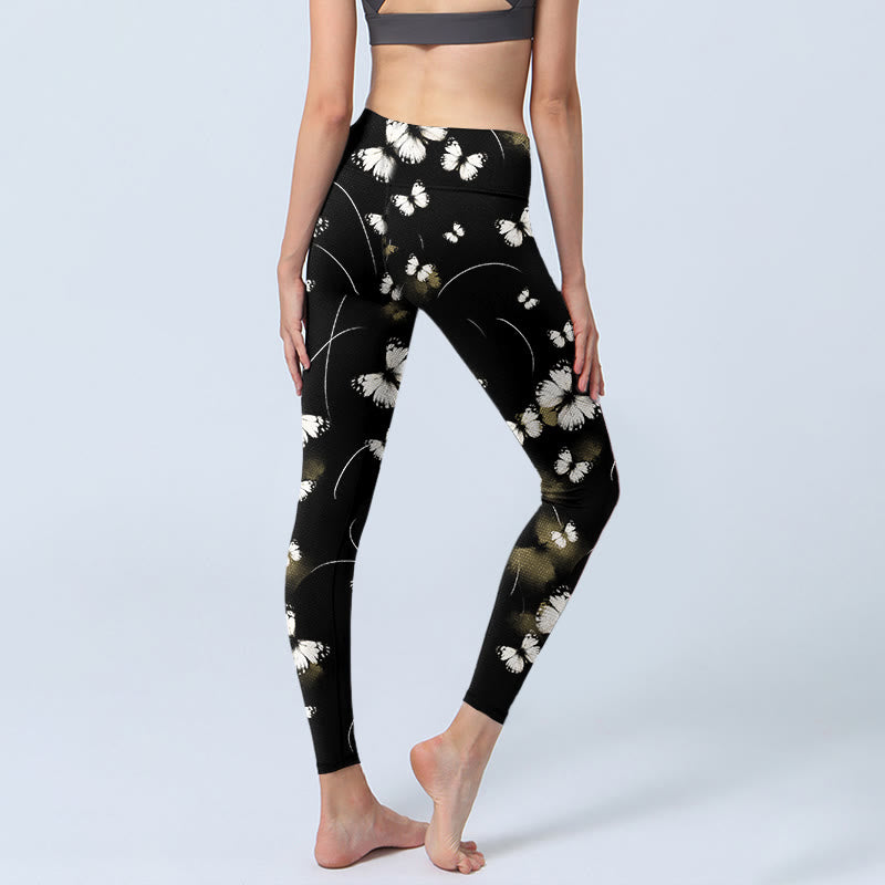 Leggings de yoga pour femme avec imprimé papillon et étoiles blanches Buddha Stones - image 4