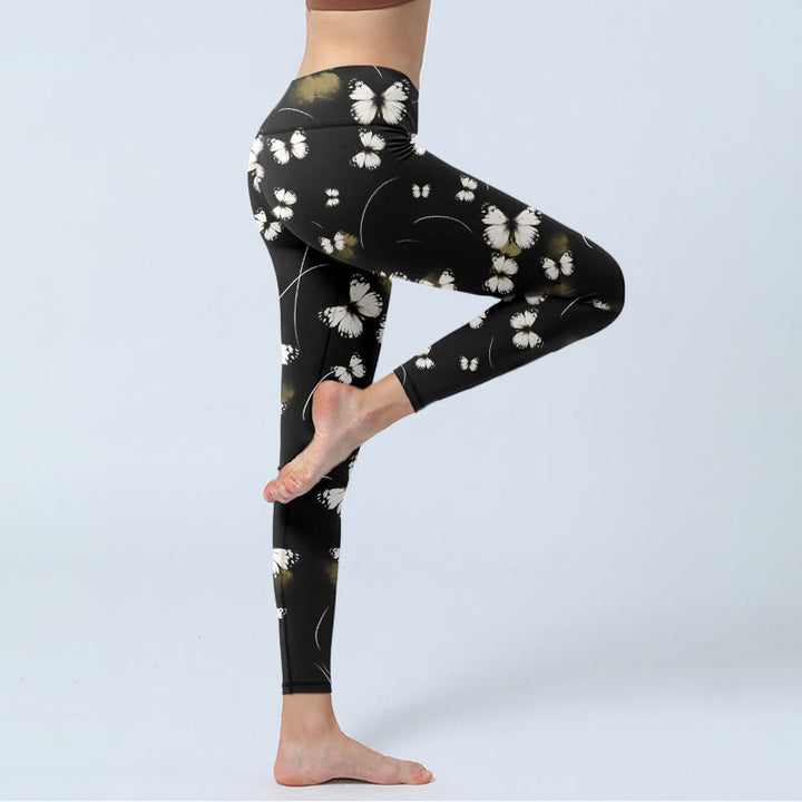 Leggings de yoga pour femme avec imprimé papillon et étoiles blanches Buddha Stones - image 4