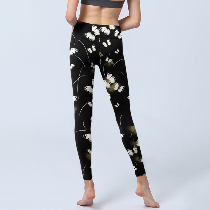 Leggings de yoga pour femme avec imprimé papillon et étoiles blanches Buddha Stones - image 6