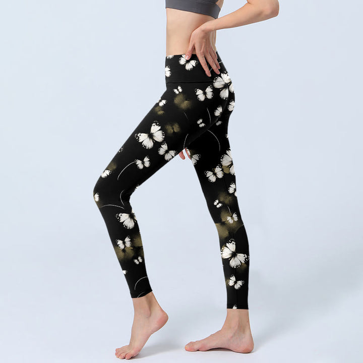 Leggings de yoga pour femme avec imprimé papillon et étoiles blanches Buddha Stones - image 3