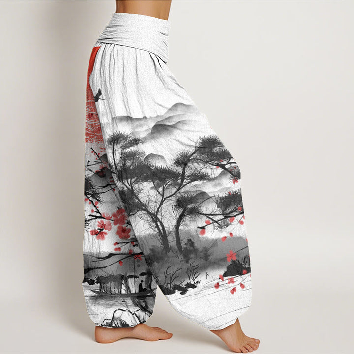 Pantalon Buddha Stones de prunier rouges, montagnes et soleil - image 3
