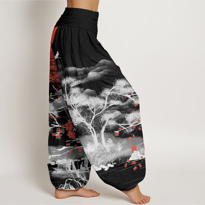 Pantalon Buddha Stones de prunier rouges, montagnes et soleil - image 6