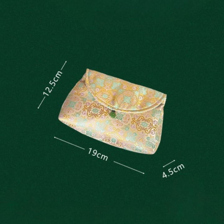 Sac bandoulière en polyester et coton brodé avec motifs de fleurs rétro et Buddha Stones