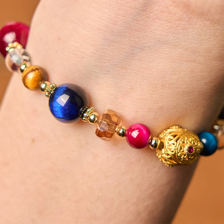 Bracelet d'équilibre en pierre d'œil de tigre de couleur naturelle Buddha Stones