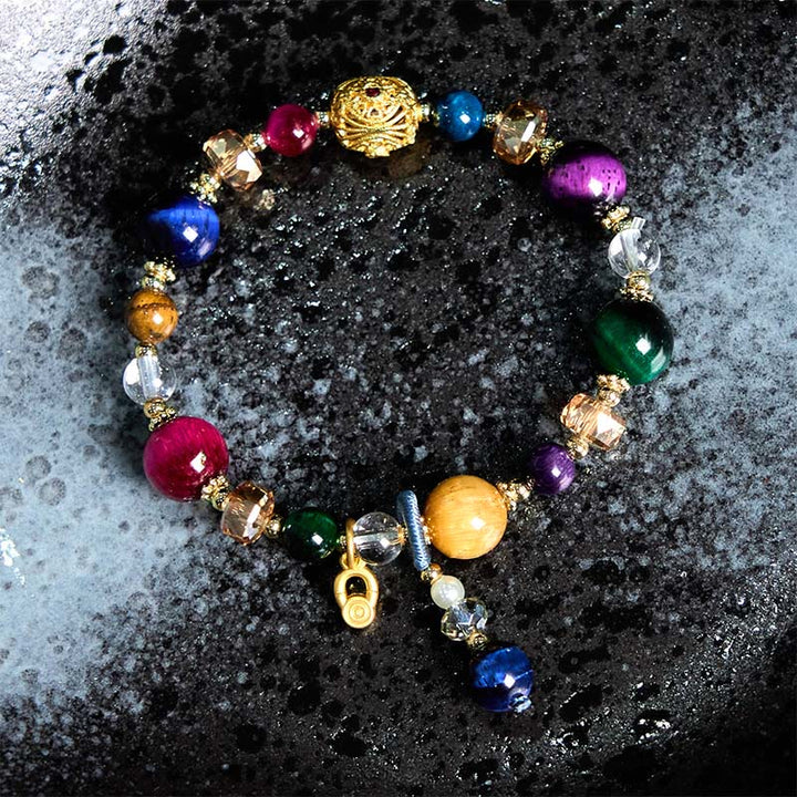 Bracelet d'équilibre en pierre d'œil de tigre de couleur naturelle Buddha Stones
