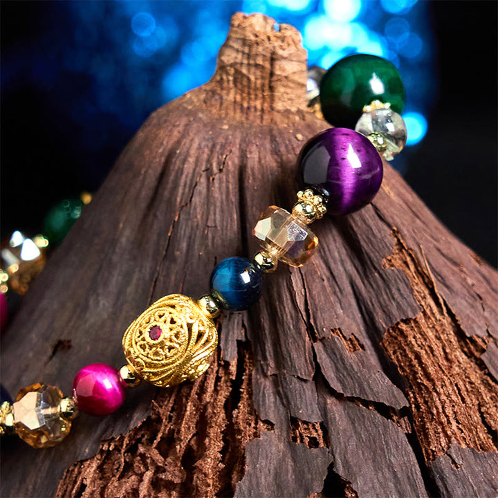 Bracelet d'équilibre en pierre d'œil de tigre de couleur naturelle Buddha Stones