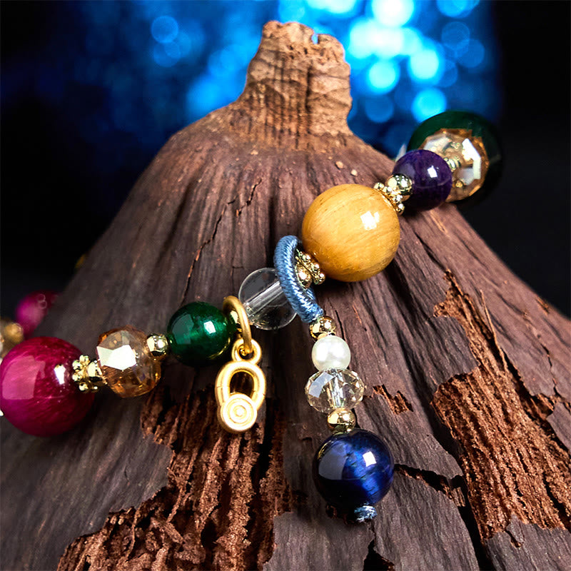Bracelet d'équilibre en pierre d'œil de tigre de couleur naturelle Buddha Stones
