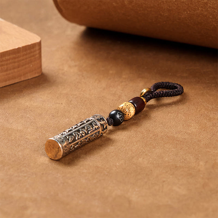 Buddha Stones Porte-clés tibétain Om Mani Padme Hum Shurangama Mantra Vajra, en cuivre, pureté - image 2