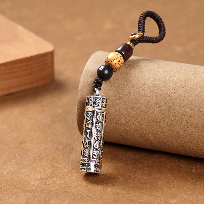 Buddha Stones Porte-clés tibétain Om Mani Padme Hum Shurangama Mantra Vajra, en cuivre, pureté - image 7