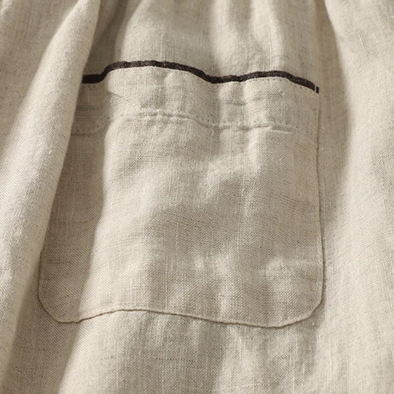 Pantalon Buddha Stones décontracté d'été en coton et lin avec cordon de serrage, couleur pure, longueur 9, pour femme, avec poches - image 5