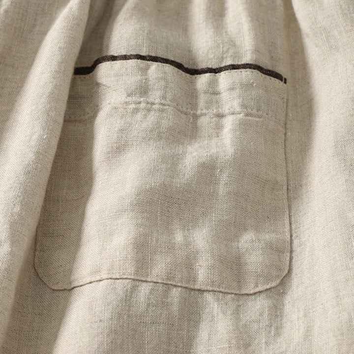 Pantalon Buddha Stones décontracté d'été en coton et lin avec cordon de serrage, couleur pure, longueur 9, pour femme, avec poches - image 5