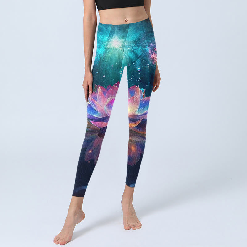 Leggings de sport imprimés Buddha Stones Gradient Lotus Water Bubbles pour femmes, pantalons de yoga - image 6