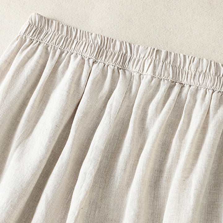 Pantalon sarouel décontracté en coton et lin avec poches pour femme, longueur 7-8, motif Buddha Stones, uni, en dentelle sur les côtés