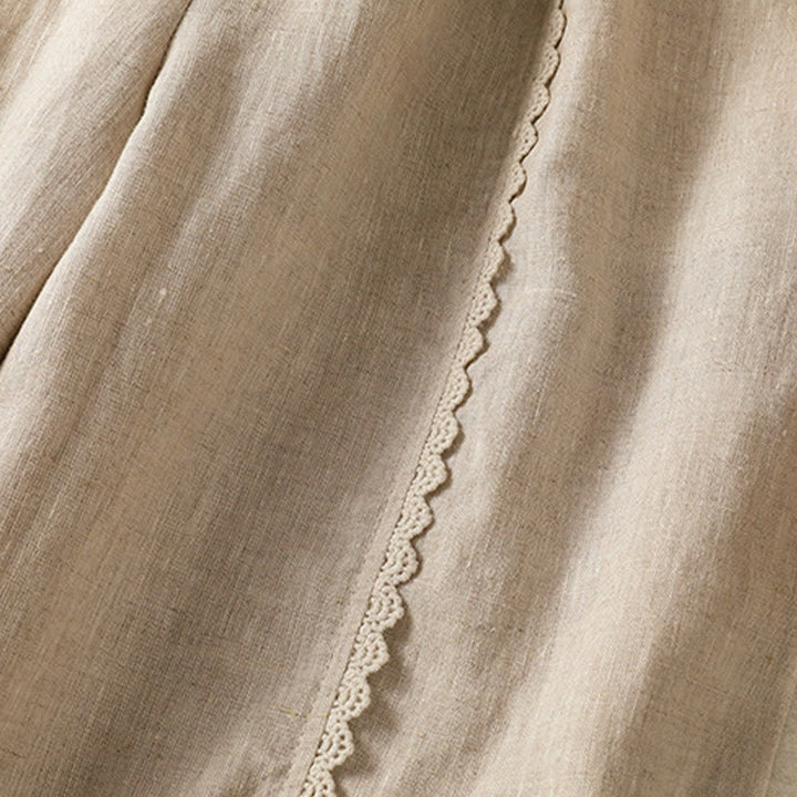 Pantalon sarouel décontracté en coton et lin avec poches pour femme, longueur 7-8, motif Buddha Stones, uni, en dentelle sur les côtés