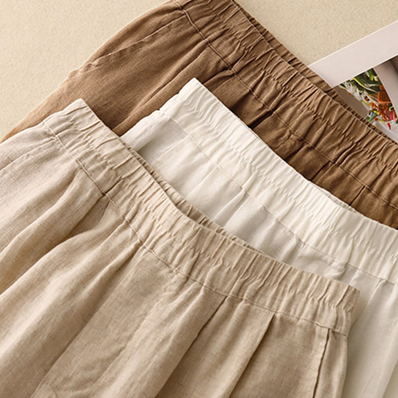 Pantalon Buddha Stones décontracté en coton et lin avec poches pour femme, style décontracté, uni, avec boutons grenouille, longueur 7-8 - image 20