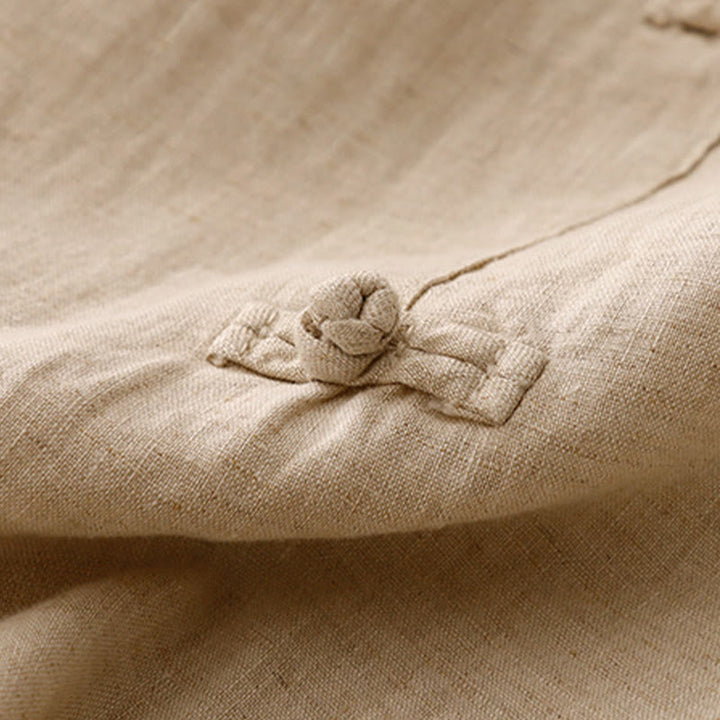 Pantalon Buddha Stones décontracté en coton et lin avec poches pour femme, style décontracté, uni, avec boutons grenouille, longueur 7-8 - image 14