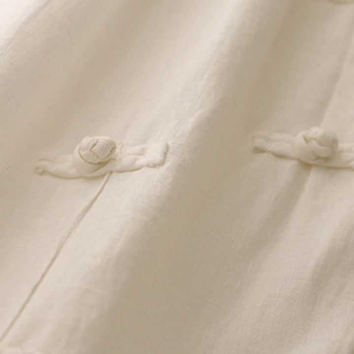 Pantalon Buddha Stones décontracté en coton et lin avec poches pour femme, style décontracté, uni, avec boutons grenouille, longueur 7-8 - image 12