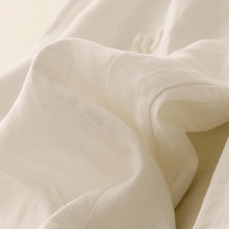 Pantalon Buddha Stones décontracté en coton et lin avec poches pour femme, style décontracté, uni, avec boutons grenouille, longueur 7-8 - image 5