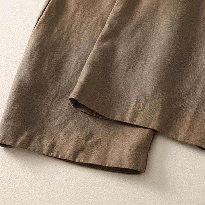 Pantalon femme en coton et lin avec poches, motif Buddha Stones Daily, simple et uni - image 10