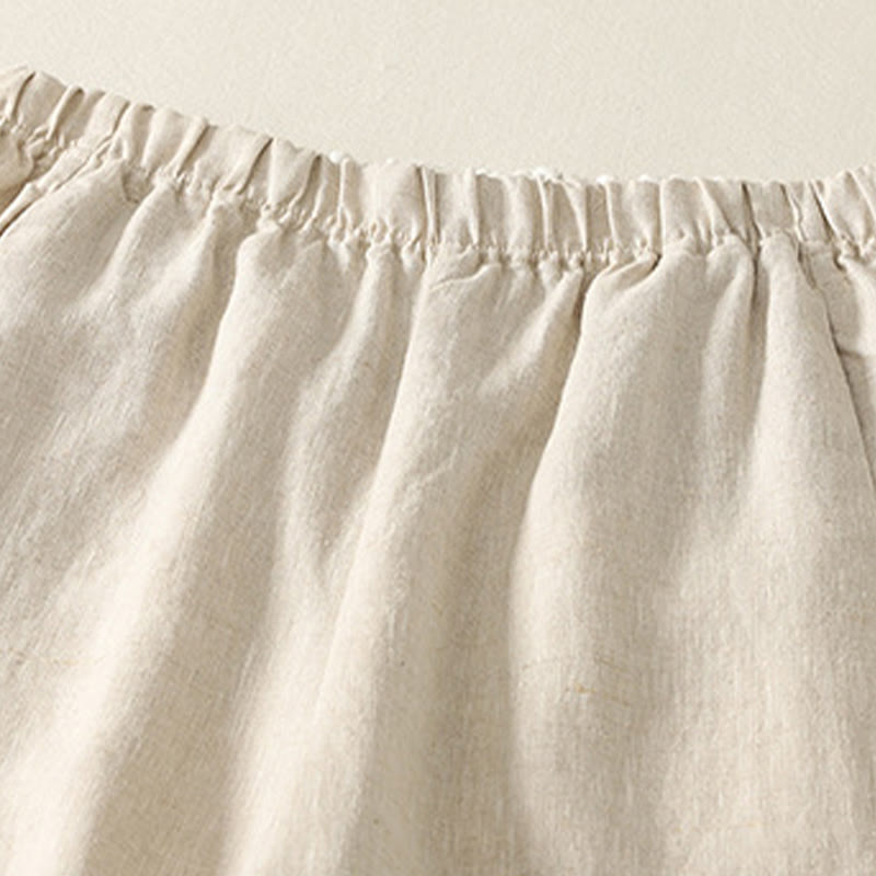 Pantalon femme en coton et lin avec poches, motif Buddha Stones Daily, simple et uni