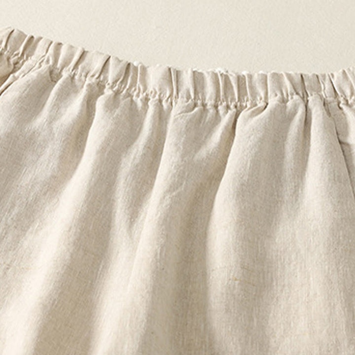 Pantalon femme en coton et lin avec poches, motif Buddha Stones Daily, simple et uni