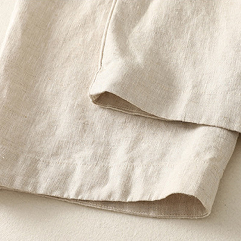 Pantalon femme en coton et lin avec poches, motif Buddha Stones Daily, simple et uni - image 5