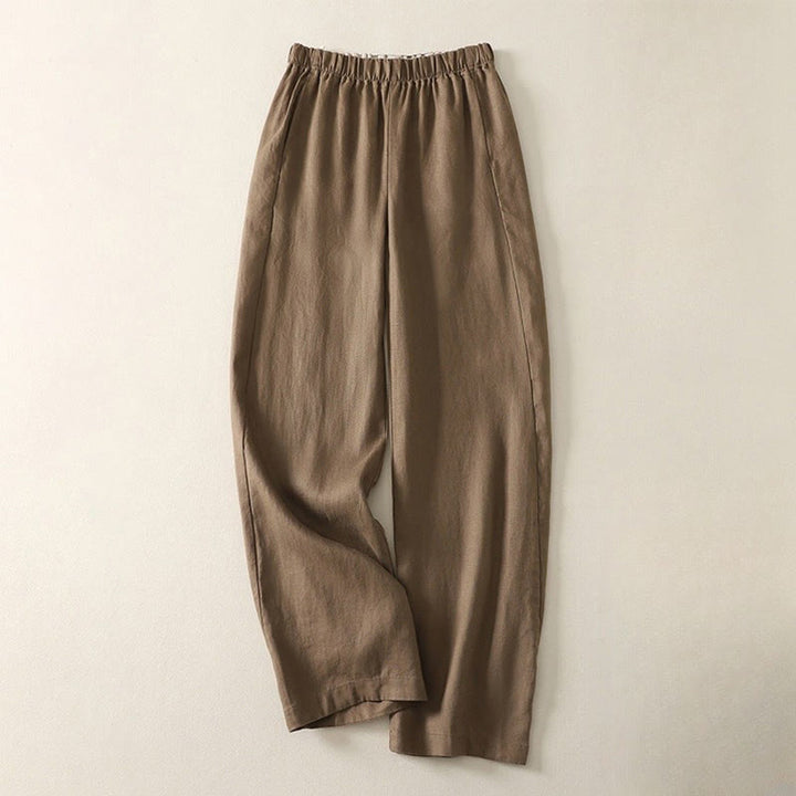 Pantalon femme en coton et lin avec poches, motif Buddha Stones Daily, simple et uni