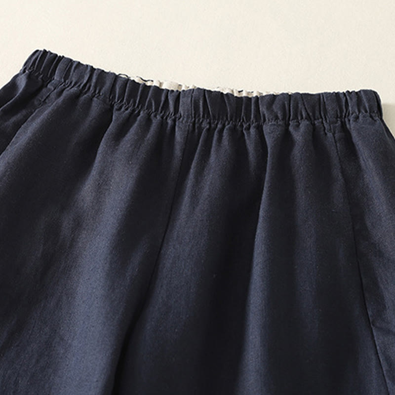 Pantalon femme en coton et lin avec poches, motif Buddha Stones Daily, simple et uni