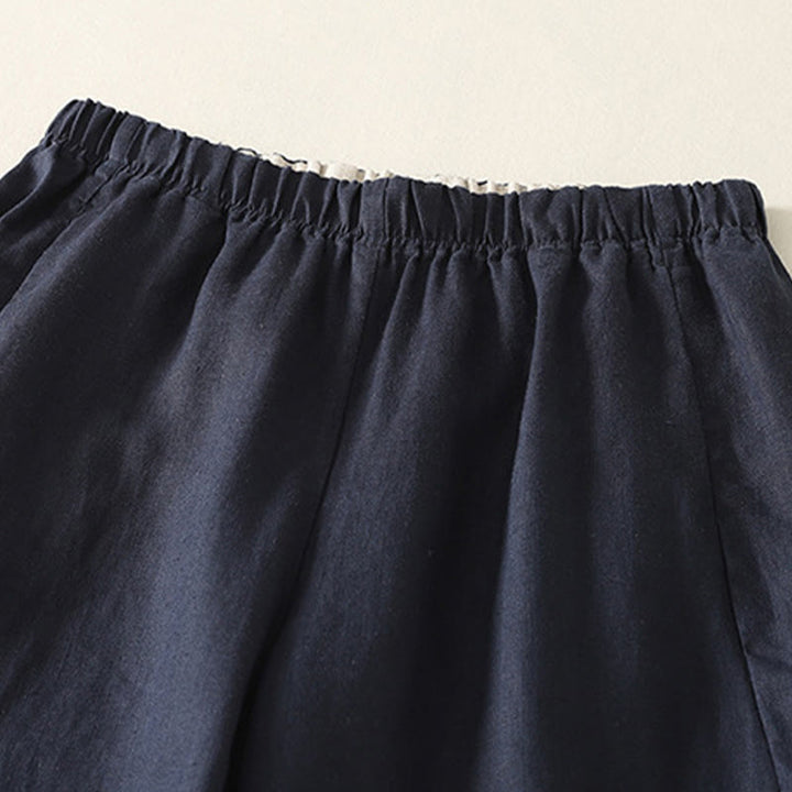 Pantalon femme en coton et lin avec poches, motif Buddha Stones Daily, simple et uni