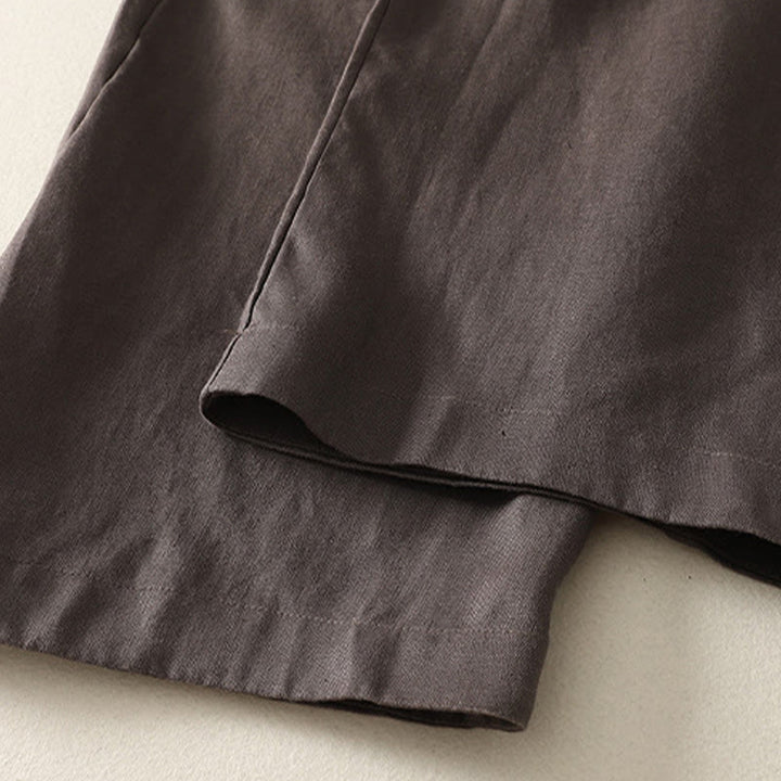 Pantalon femme en coton et lin avec poches, motif Buddha Stones Daily, simple et uni - image 14