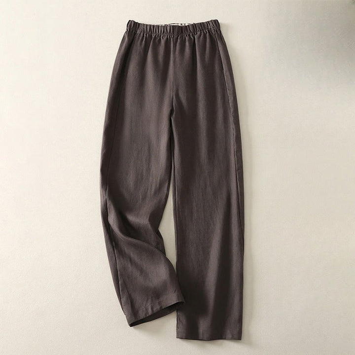 Pantalon femme en coton et lin avec poches, motif Buddha Stones Daily, simple et uni