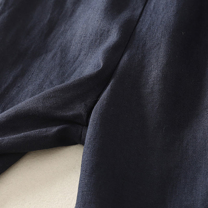 Pantalon femme en coton et lin avec poches, motif Buddha Stones Daily, simple et uni - image 17