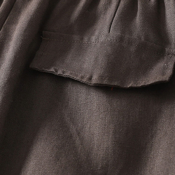 Pantalon femme en coton et lin avec poches, motif Buddha Stones Daily, simple et uni - image 13