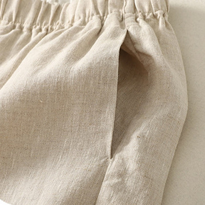 Pantalon femme en coton et lin avec poches, motif Buddha Stones Daily, simple et uni