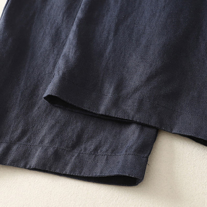 Pantalon femme en coton et lin avec poches, motif Buddha Stones Daily, simple et uni - image 18