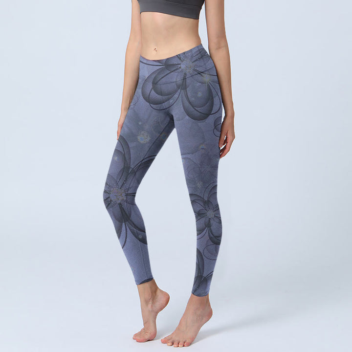 Leggings de sport imprimés de pétales abstraits de Buddha Stones , pantalons de yoga pour femmes - BleuetBleu - US18，UK/AU22，EU50 (4XL) - image 1