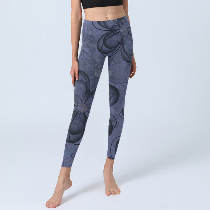 Leggings de sport imprimés de pétales abstraits de Buddha Stones , pantalons de yoga pour femmes - image 5