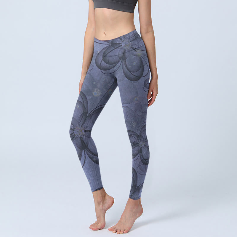Leggings de sport imprimés de pétales abstraits de Buddha Stones , pantalons de yoga pour femmes - Bleuet - US18，UK/AU22，EU50 (4XL) - image 0