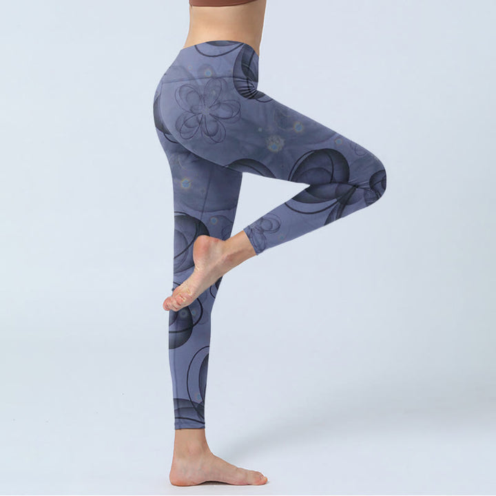 Leggings de sport imprimés de pétales abstraits de Buddha Stones , pantalons de yoga pour femmes - image 4