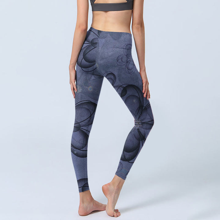 Leggings de sport imprimés de pétales abstraits de Buddha Stones , pantalons de yoga pour femmes - image 5