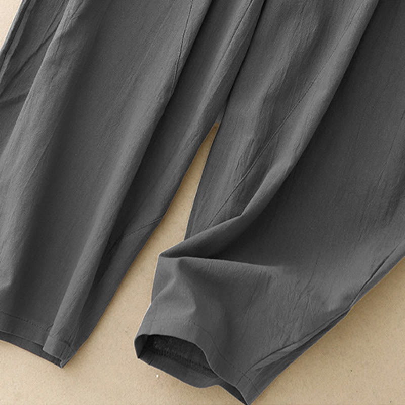 Pantalon femme en coton et lin avec poches et ceinture élastique Buddha Stones Daily